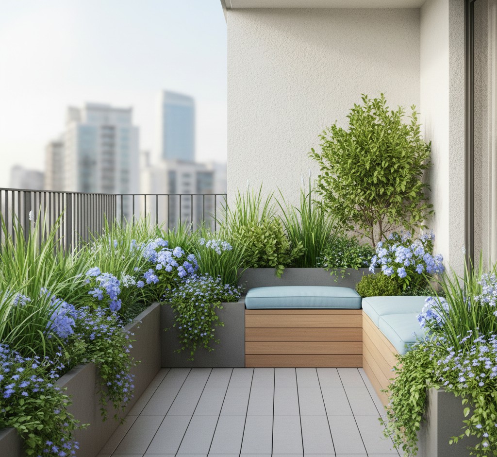 Modern residential balcony garden
